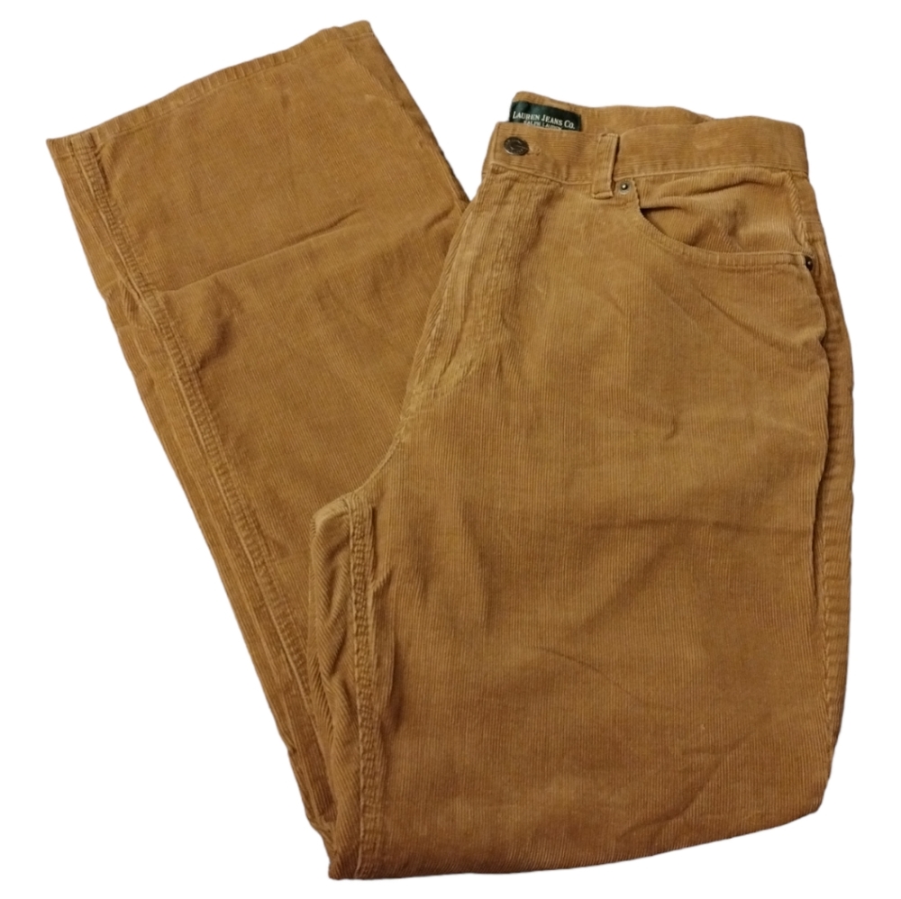 Lauren Ralph Lauren Tan Trousers in Full Length Corduroy with Straight L…